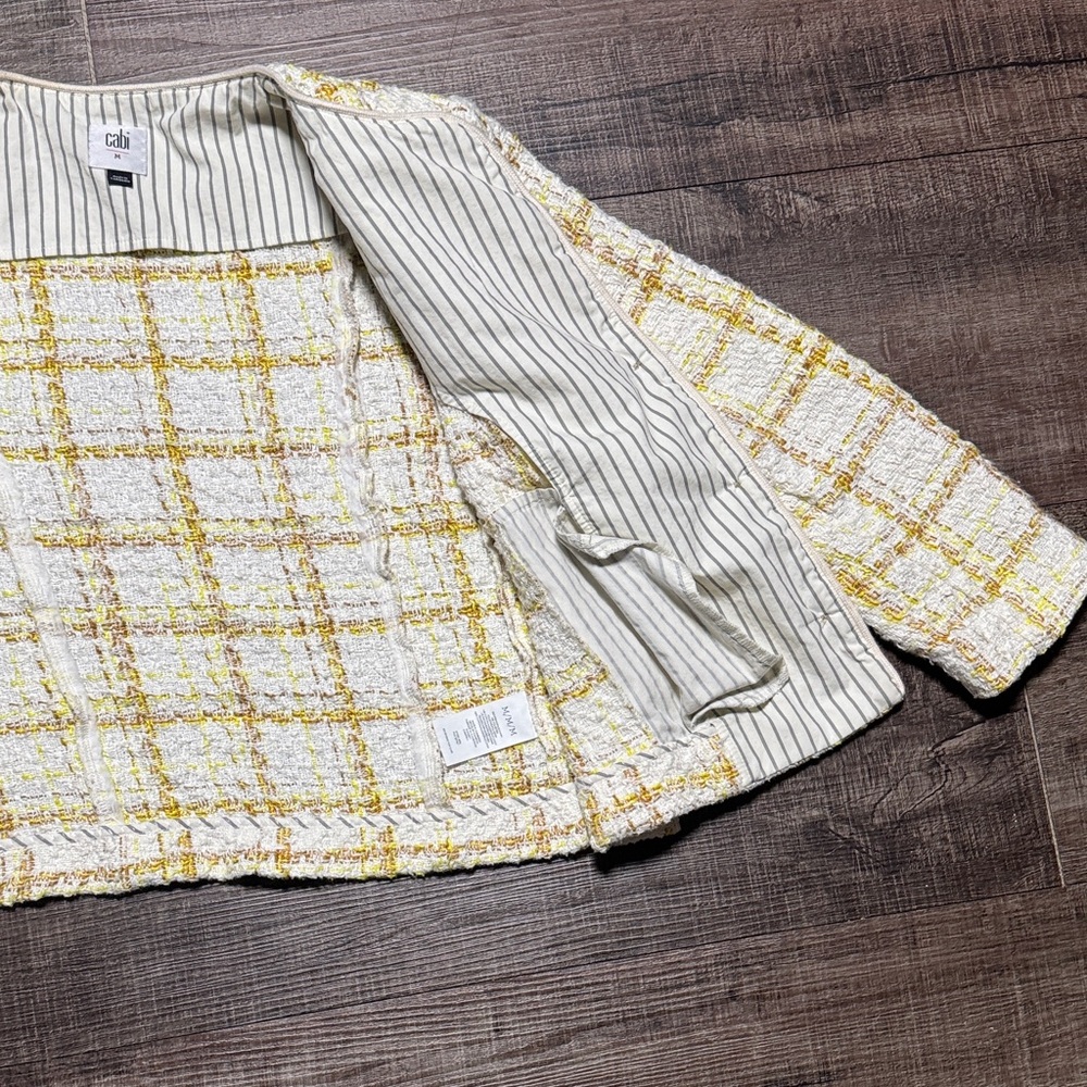 CAbi Women's Yellow and White Plaid Blazer - Picture 7 of 12